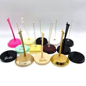 Barbie Doll Stands Lot Of 12 Stand Black White Clear Plastic Mattel Read